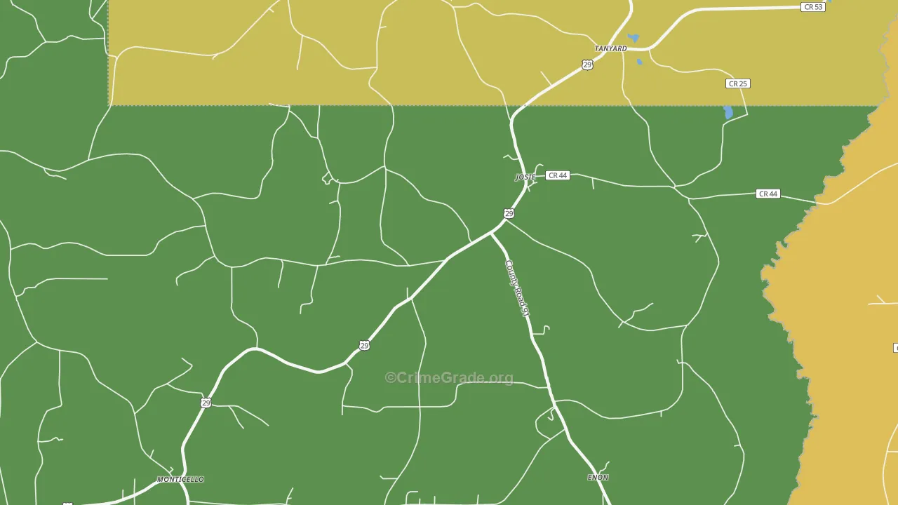 Josie, AL Map of Vandalism Rates
