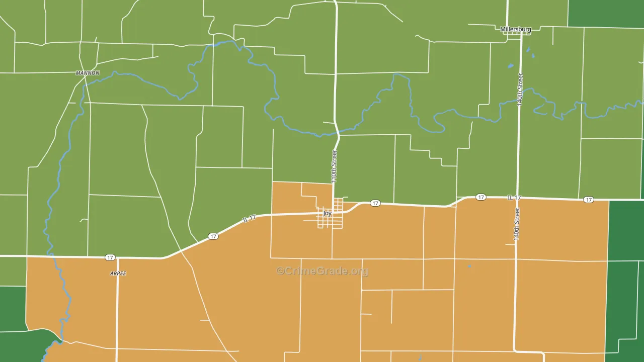 Joy, IL Map of Vandalism Rates