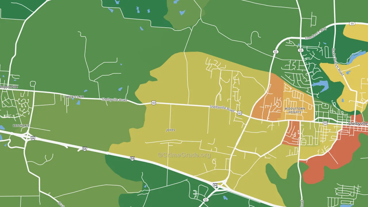 Joyes, KY Map of Vandalism Rates