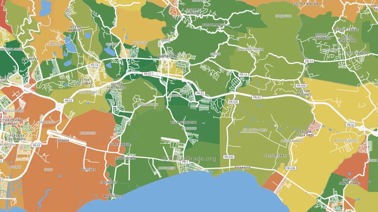 Juana Diaz, PR Map of Vandalism Rates