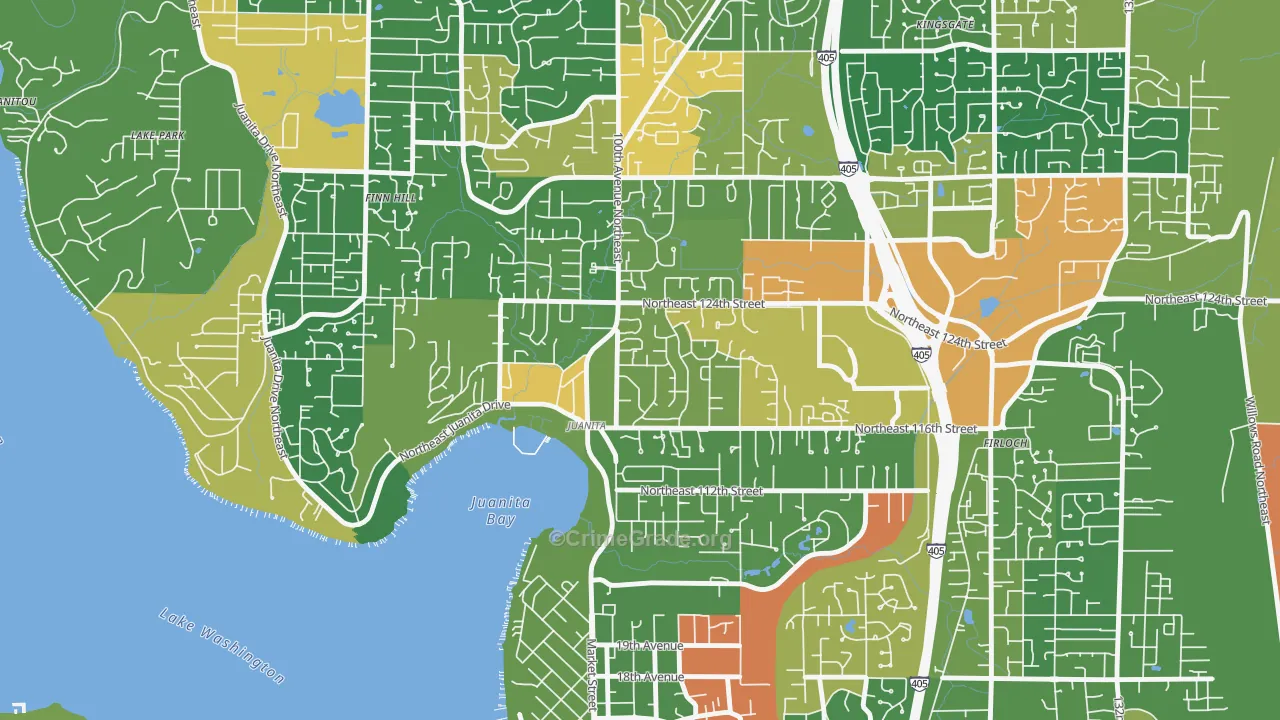 Juanita, Kirkland, WA Map of Vandalism Rates