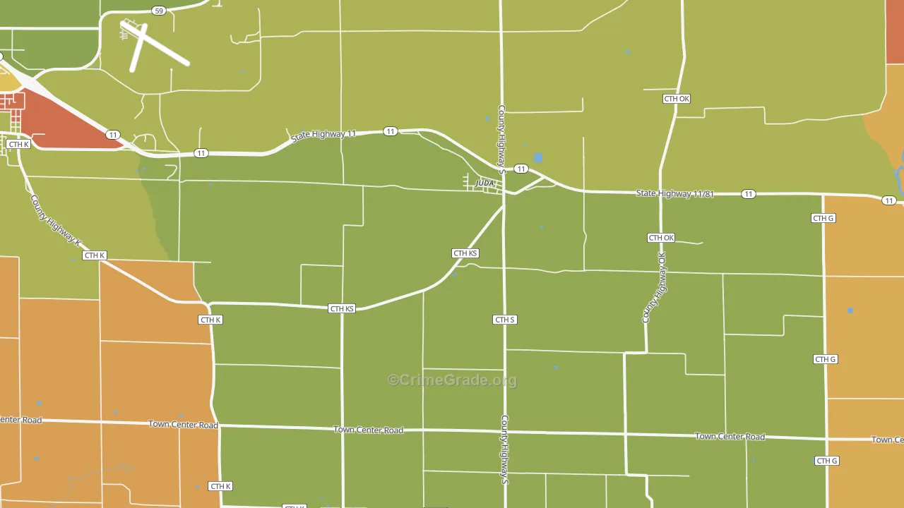 Juda, WI Map of Vandalism Rates
