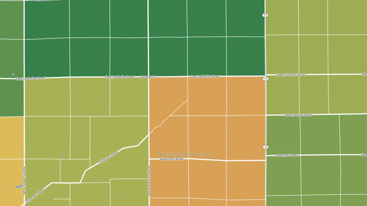 Juddville, MI Map of Vandalism Rates