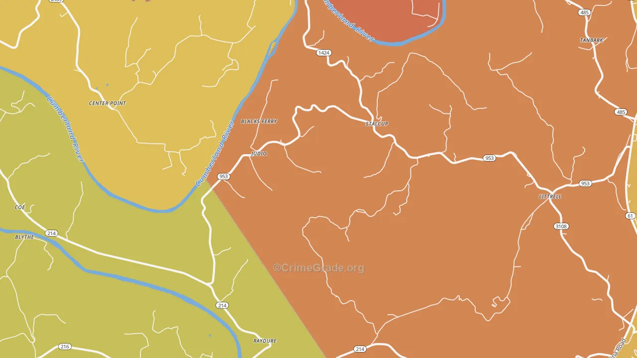Judio, KY Map of Vandalism Rates