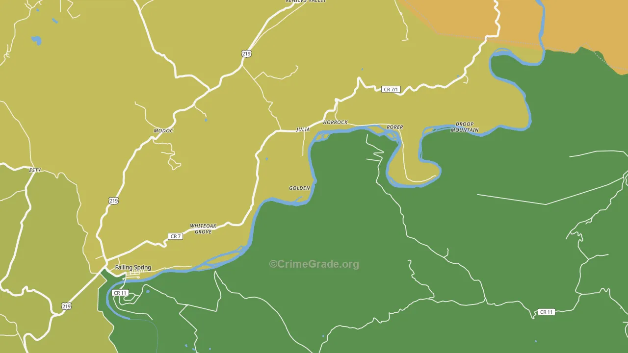 Julia, WV Map of Vandalism Rates