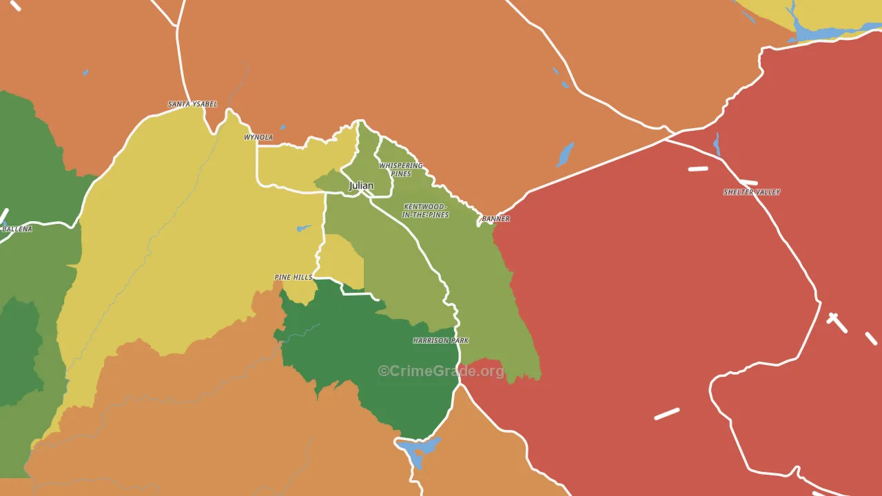 Julian, CA Map of Vandalism Rates