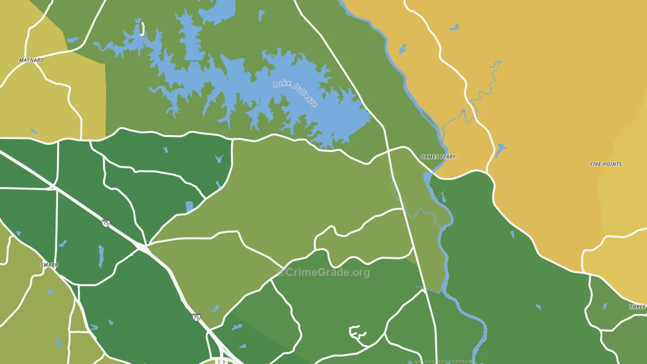Juliette, GA Map of Vandalism Rates