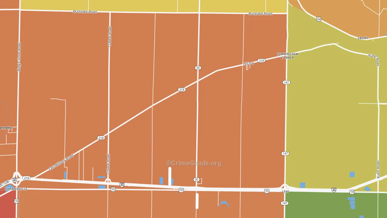 Julius, AR Map of Vandalism Rates