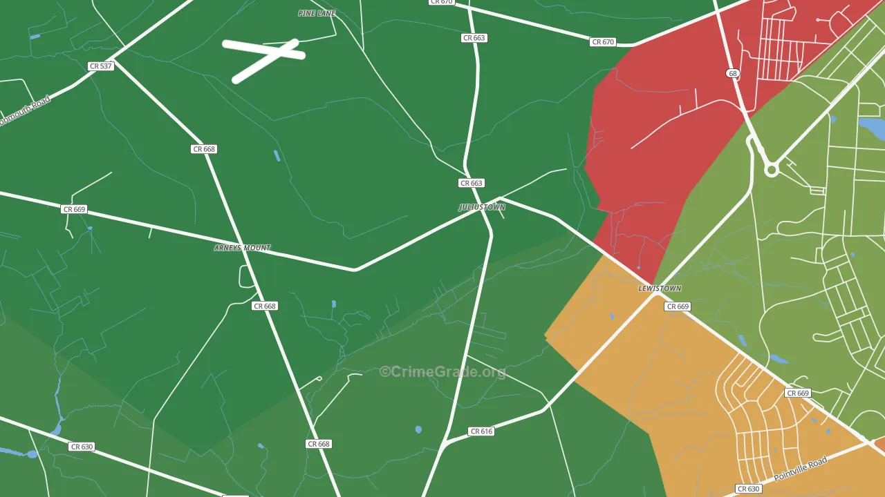 Juliustown, NJ Map of Vandalism Rates