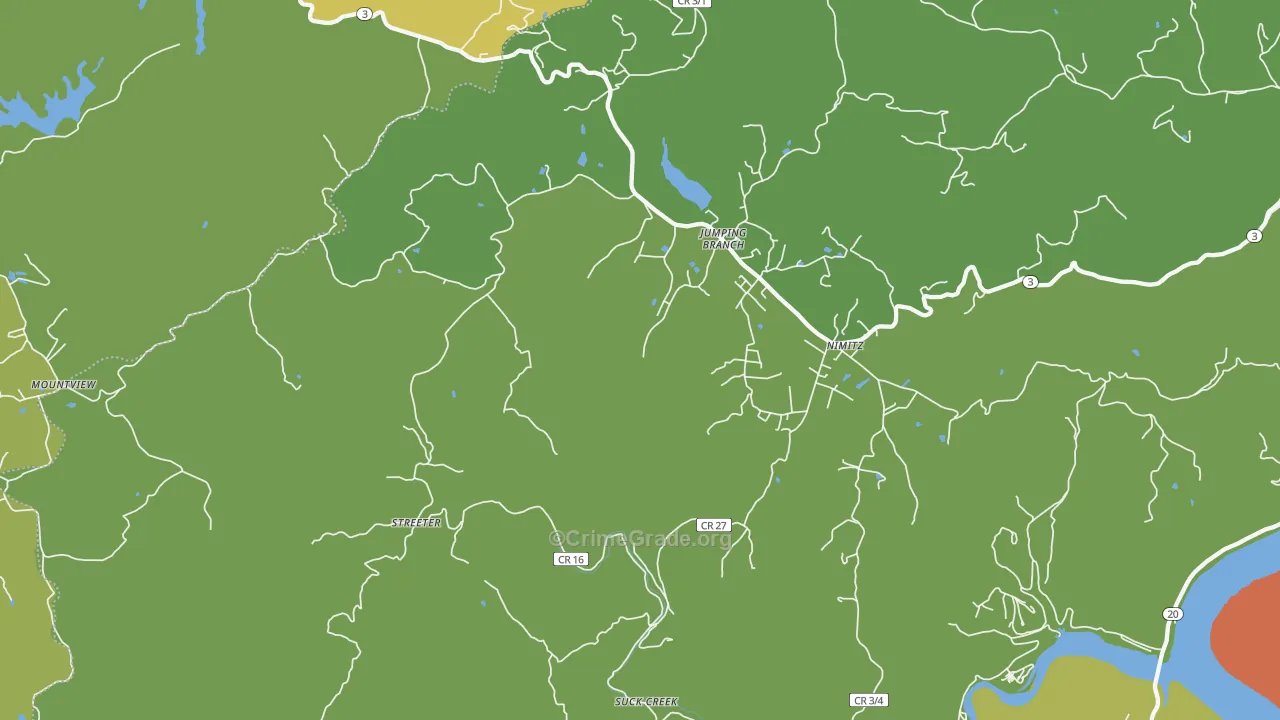 Jumping Branch, WV Map of Vandalism Rates