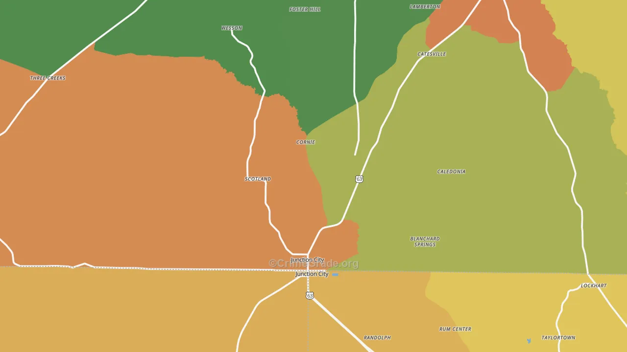 Junction City, AR Map of Vandalism Rates