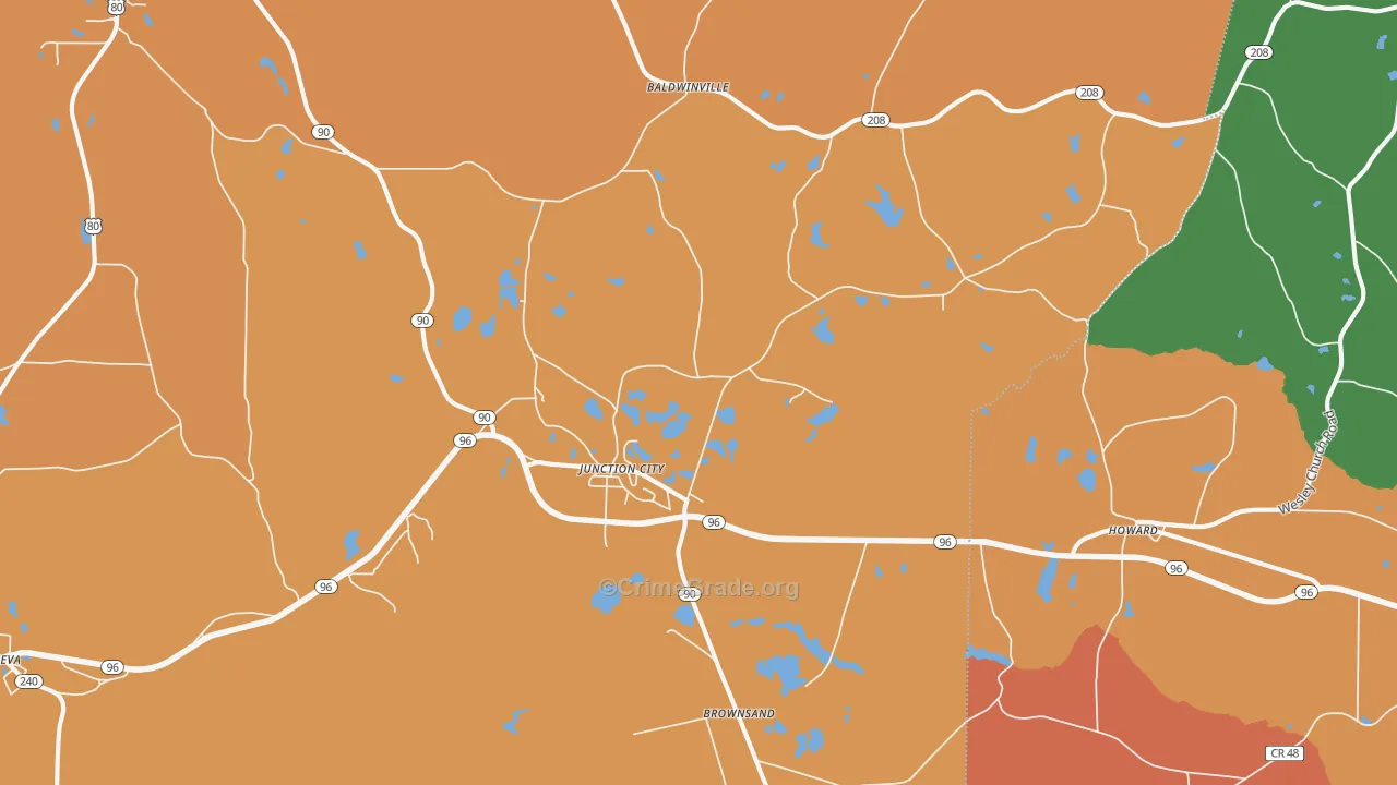 Junction City, GA Map of Vandalism Rates