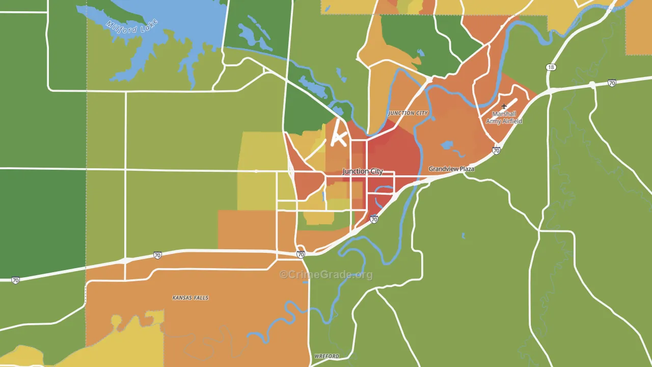 Junction City, KS Map of Vandalism Rates
