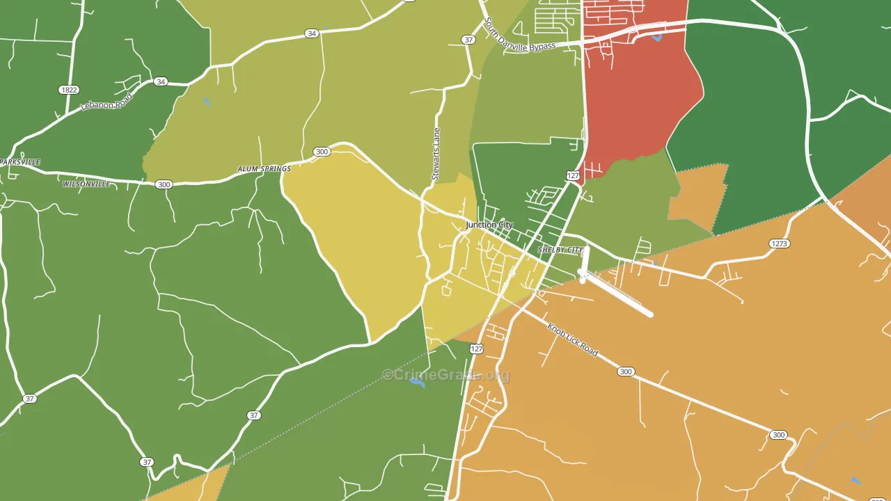 Junction City, KY Map of Vandalism Rates