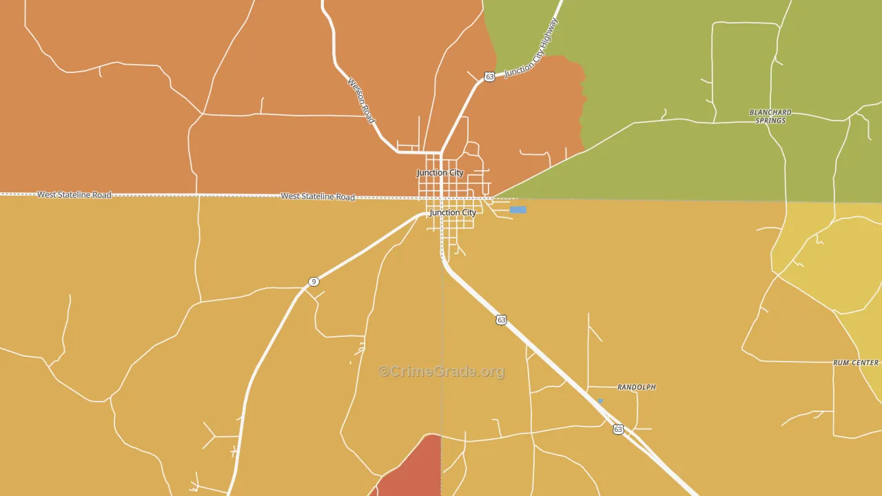 Junction City, LA Map of Vandalism Rates