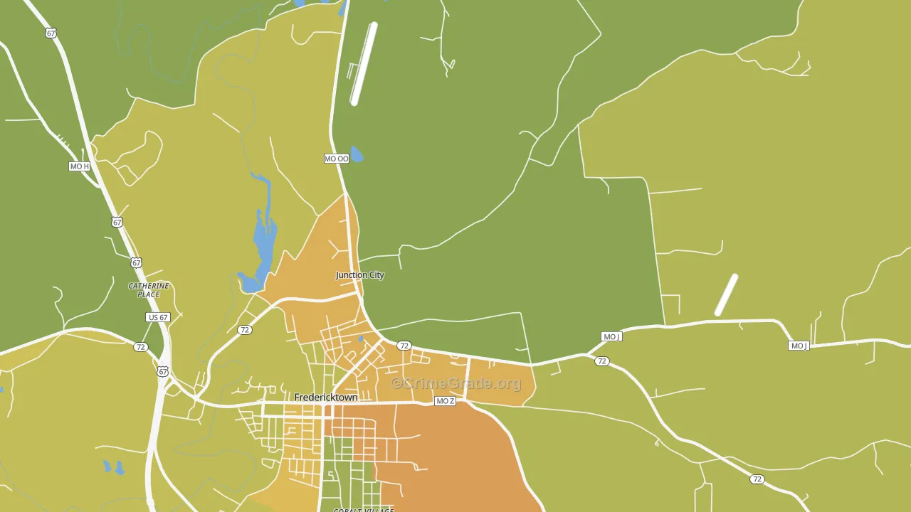 Junction City, MO Map of Vandalism Rates