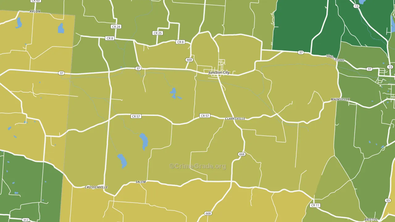 Junction City, OH Map of Vandalism Rates