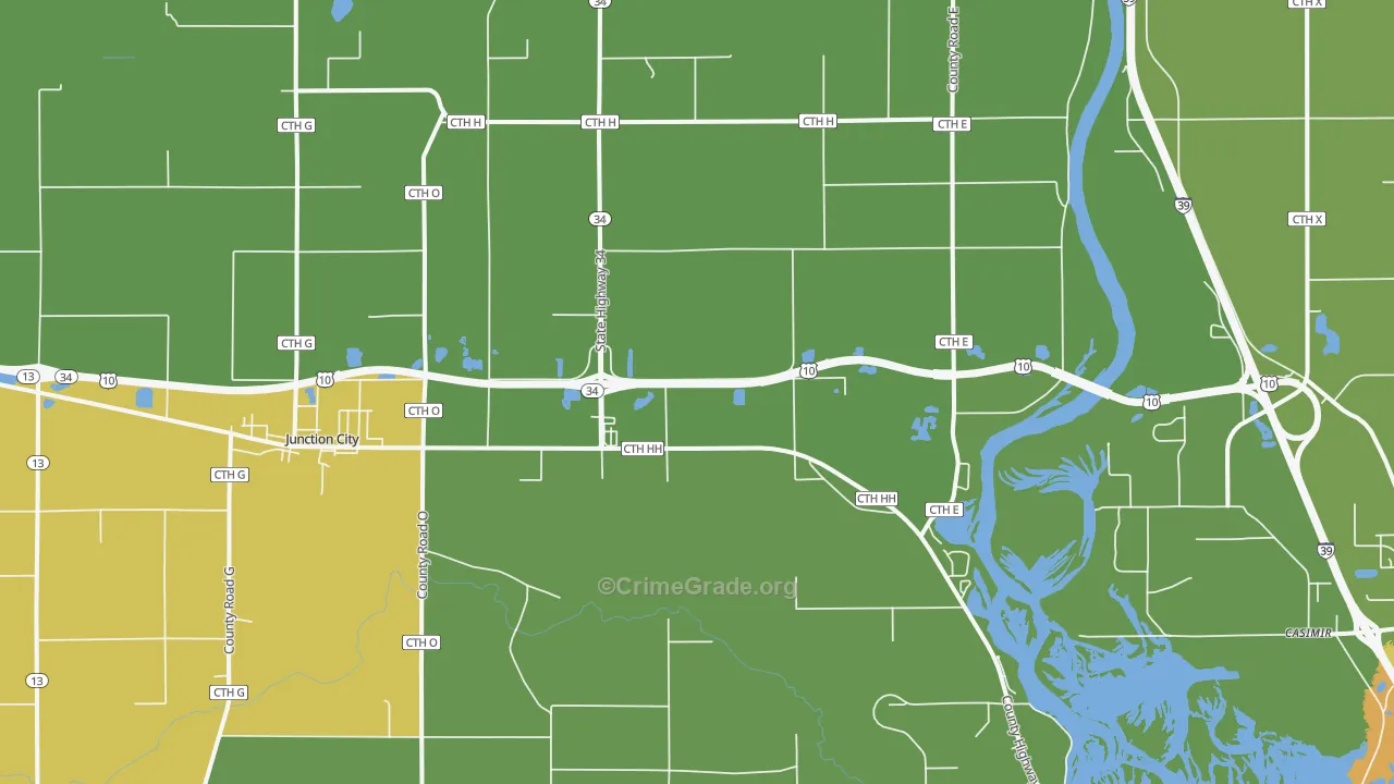 Junction City, WI Map of Vandalism Rates