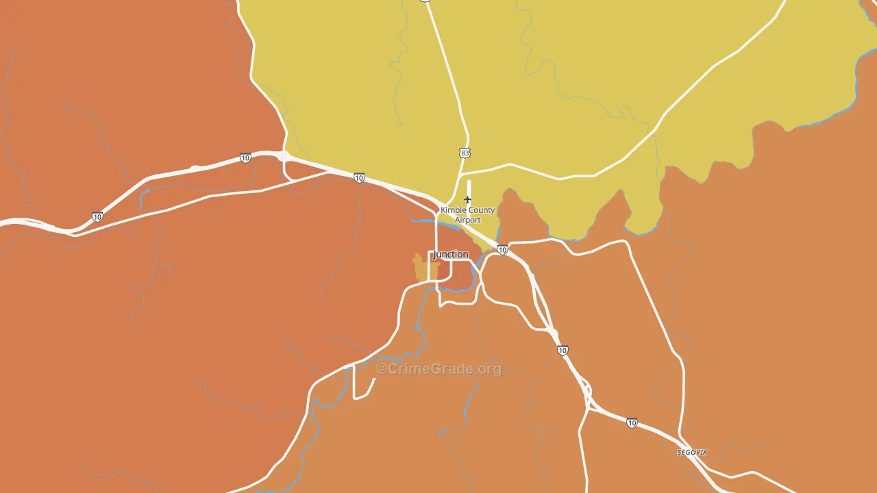 Junction, TX Map of Vandalism Rates
