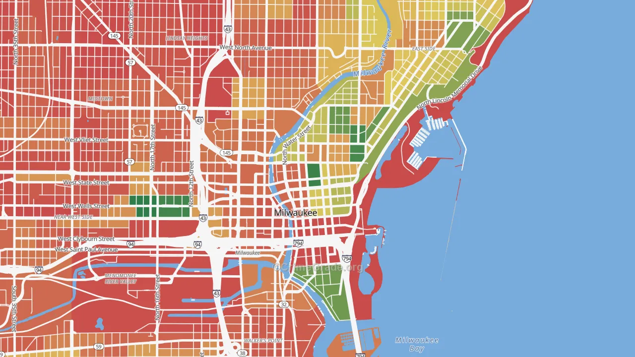 Juneau Town, Milwaukee, WI Map of Vandalism Rates