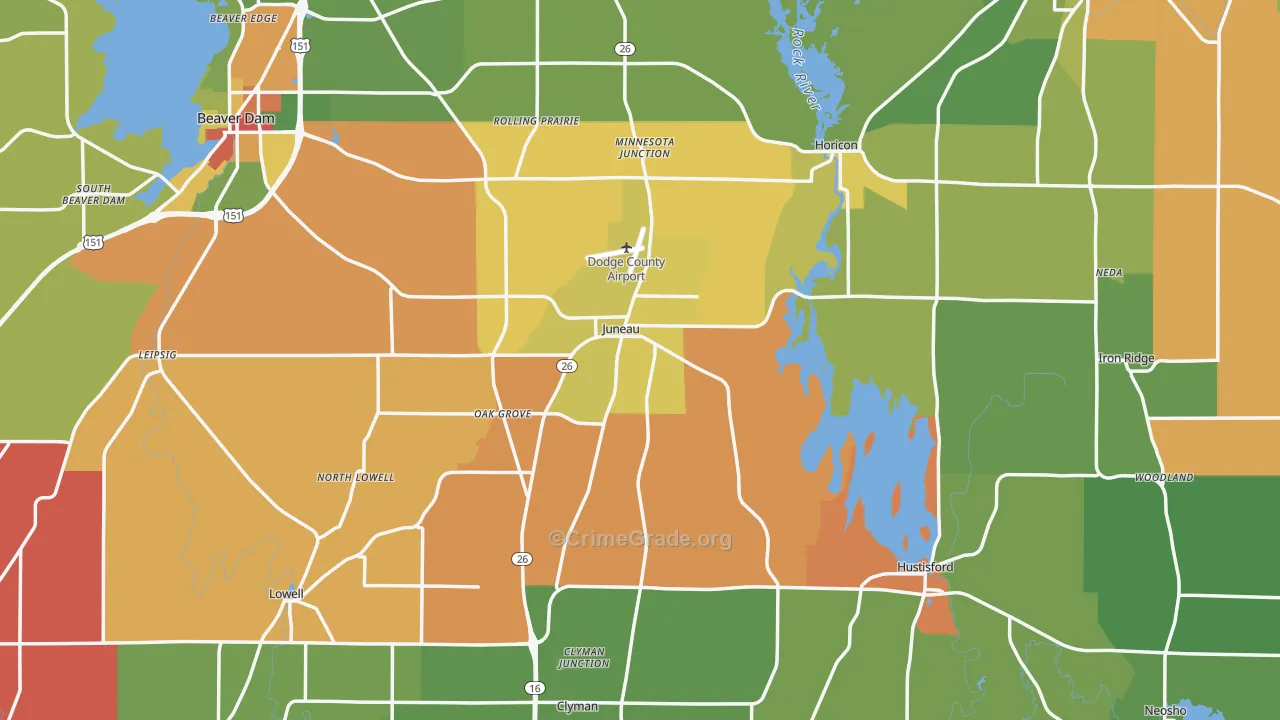 Juneau, WI Map of Vandalism Rates