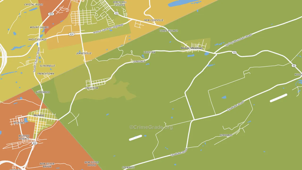 Junedale, PA Map of Vandalism Rates