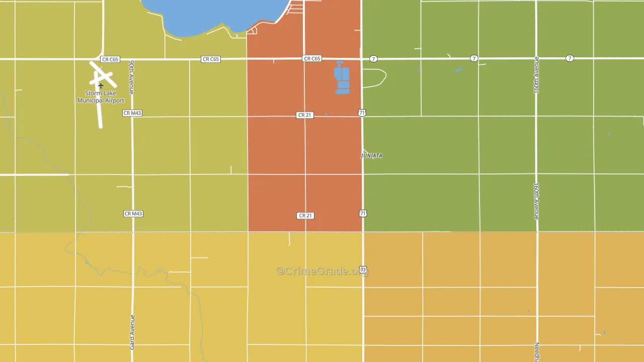 Juniata, IA Map of Vandalism Rates