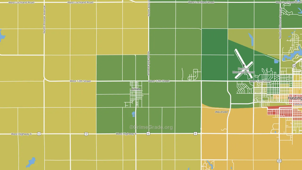Juniata, NE Map of Vandalism Rates