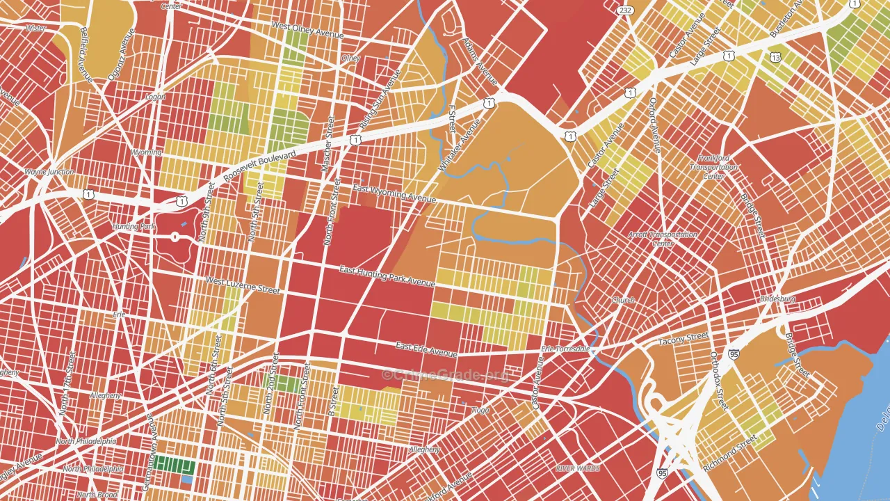 Juniata Park-Feltonville, Philadelphia, PA Map of Vandalism Rates