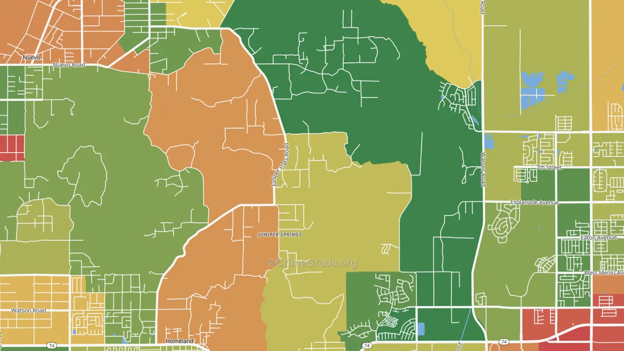 Juniper Springs, CA Map of Vandalism Rates
