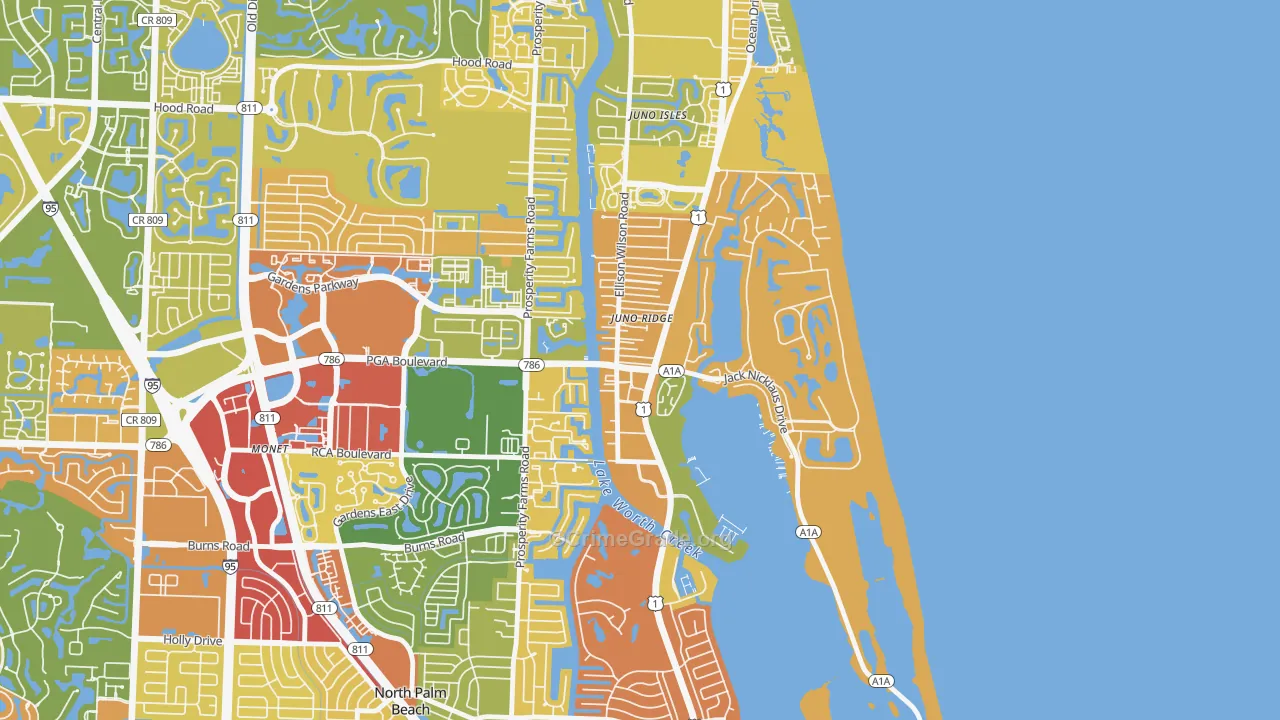 Juno Ridge, FL Map of Vandalism Rates