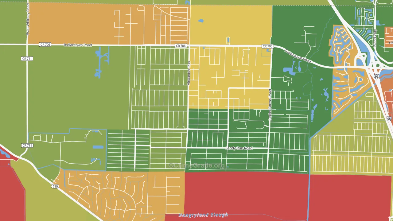 Jupiter Farms, FL Map of Vandalism Rates