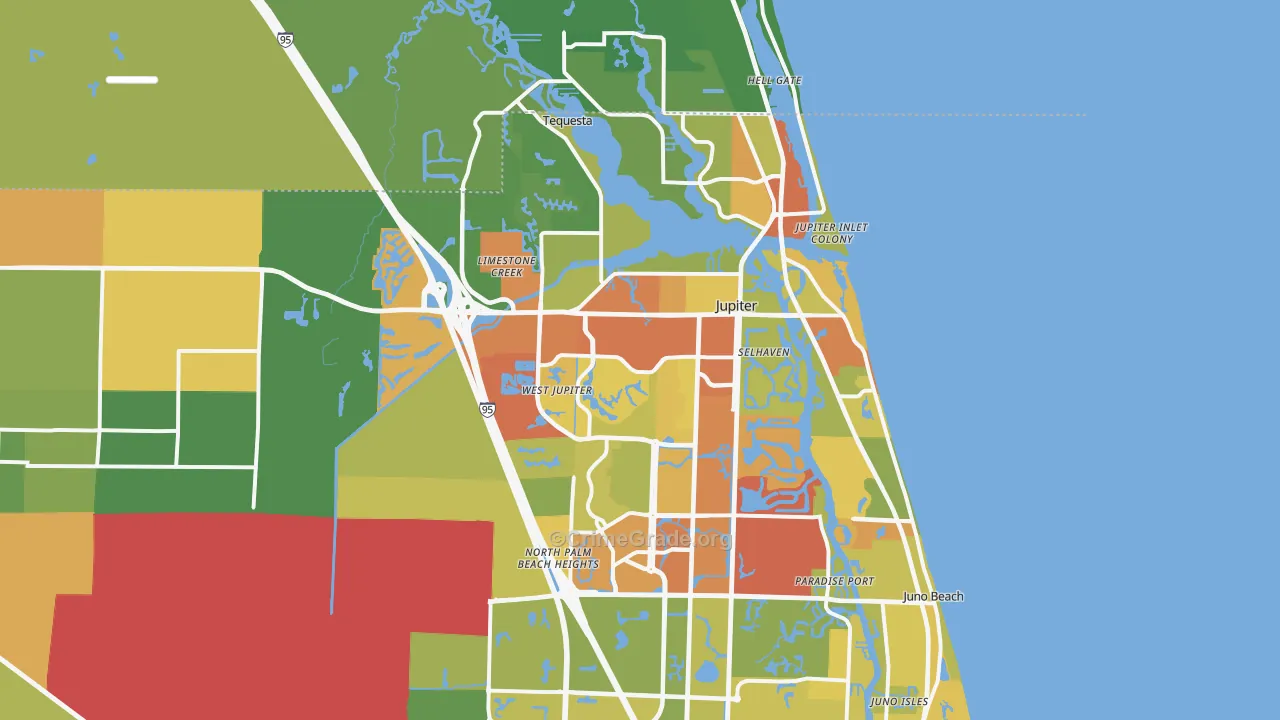 Jupiter, FL Map of Vandalism Rates