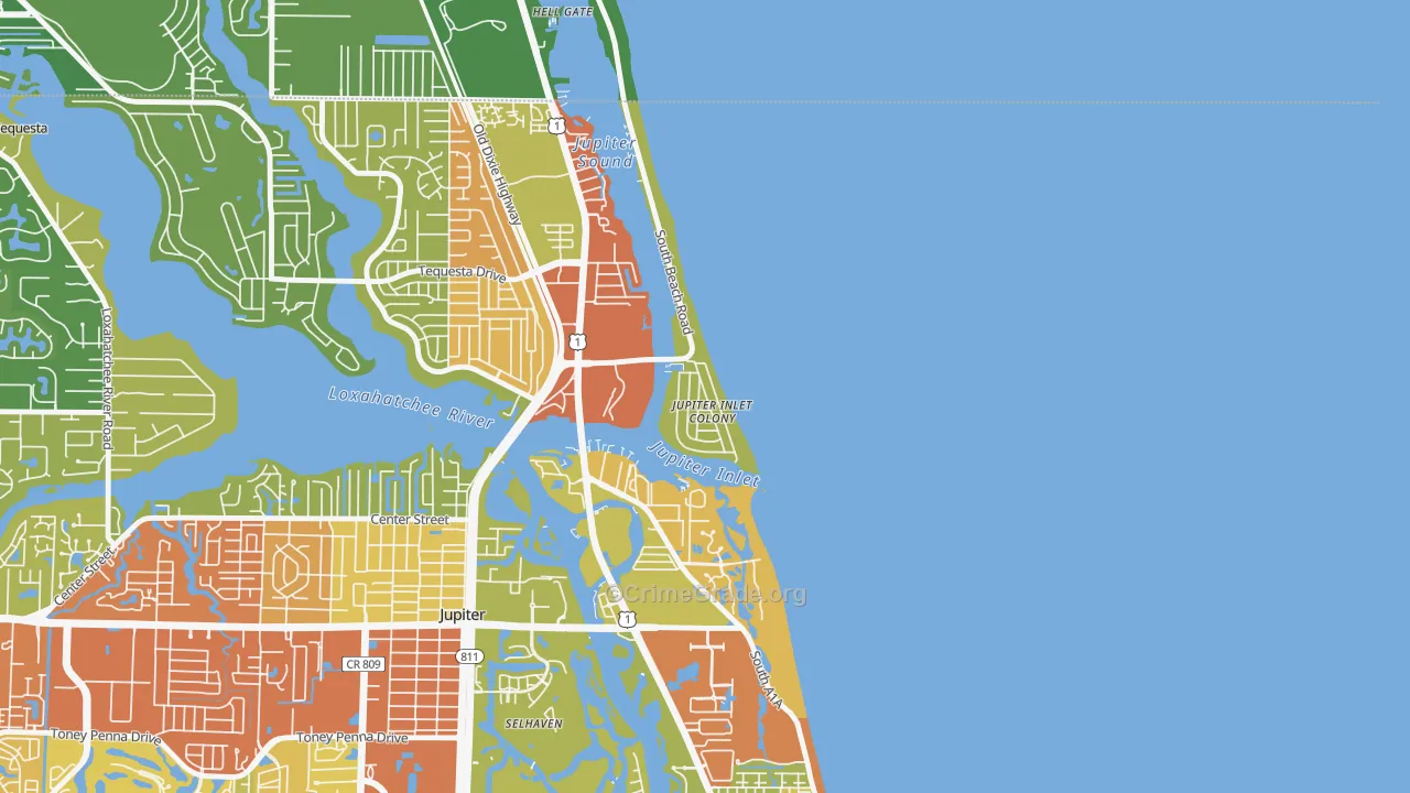 Jupiter Inlet Colony, FL Map of Vandalism Rates