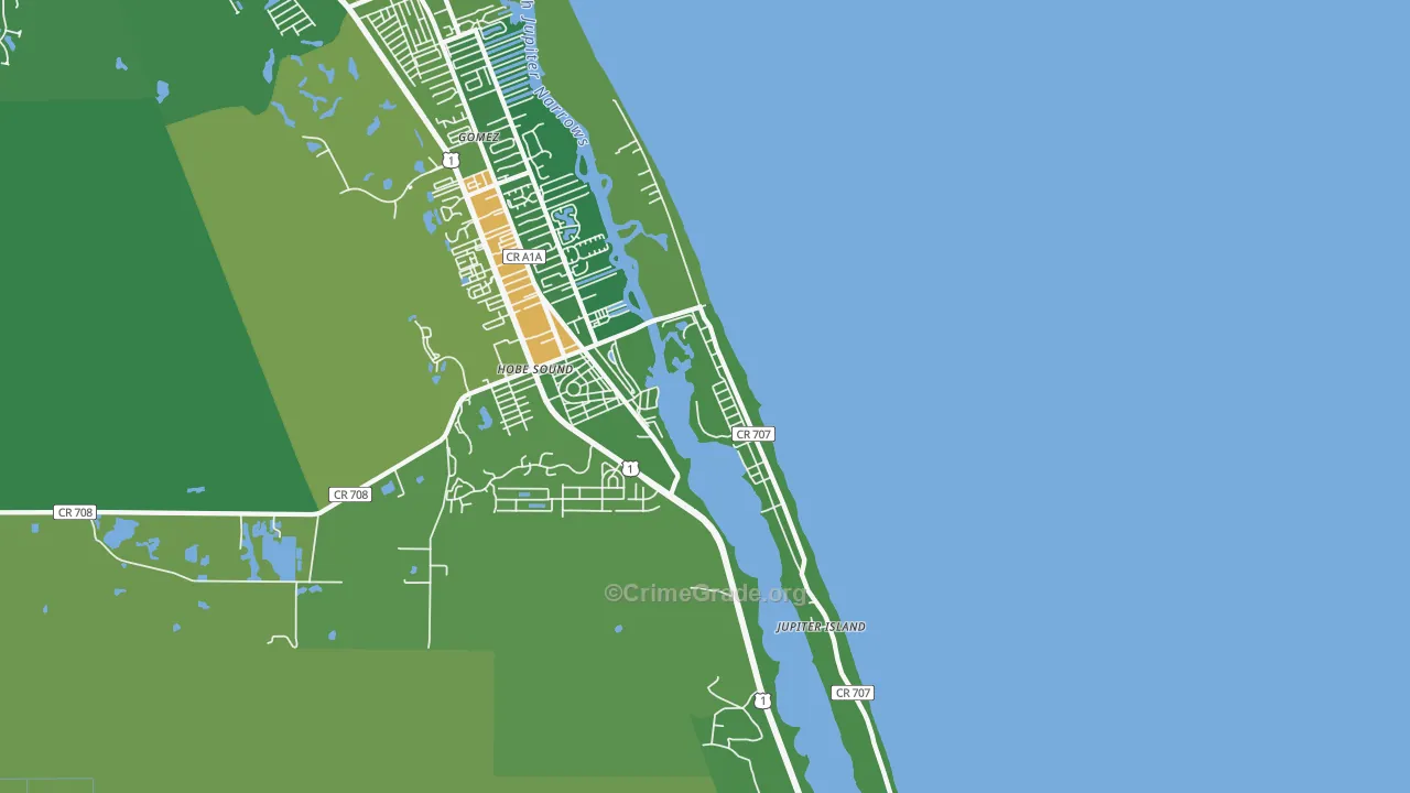 Jupiter Island, FL Map of Vandalism Rates