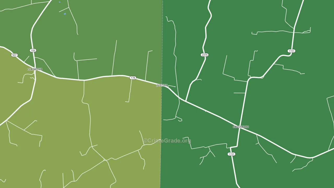 Justice, KY Map of Vandalism Rates