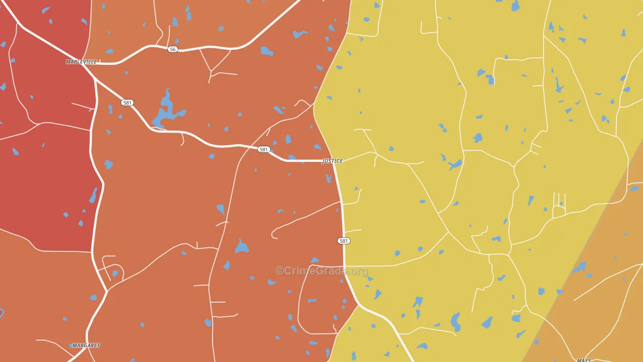 Justice, NC Map of Vandalism Rates