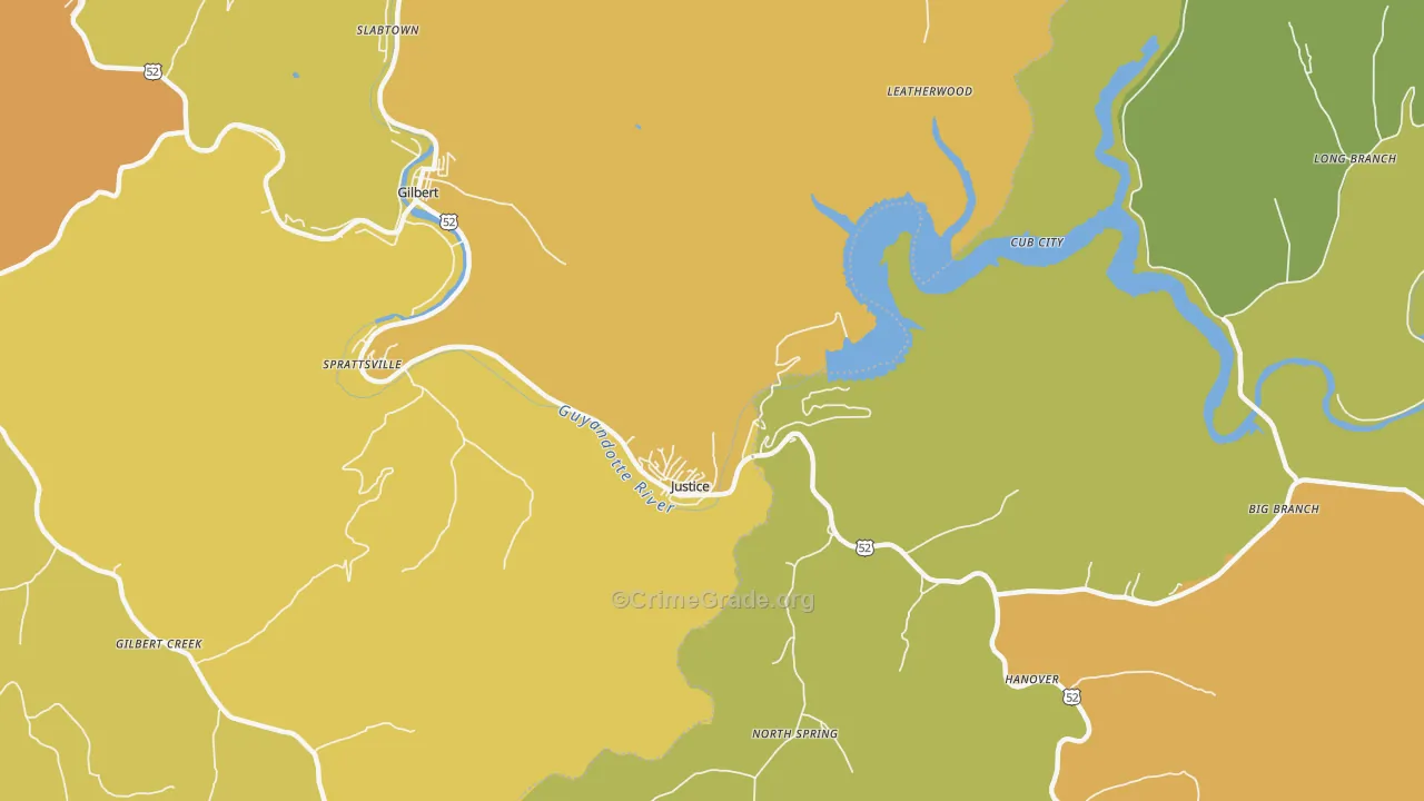 Justice, WV Map of Vandalism Rates