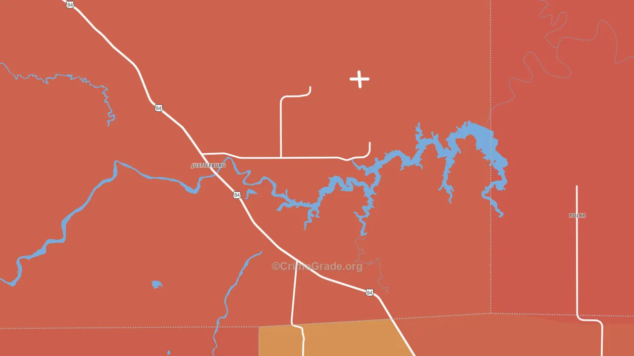 Justiceburg, TX Map of Vandalism Rates