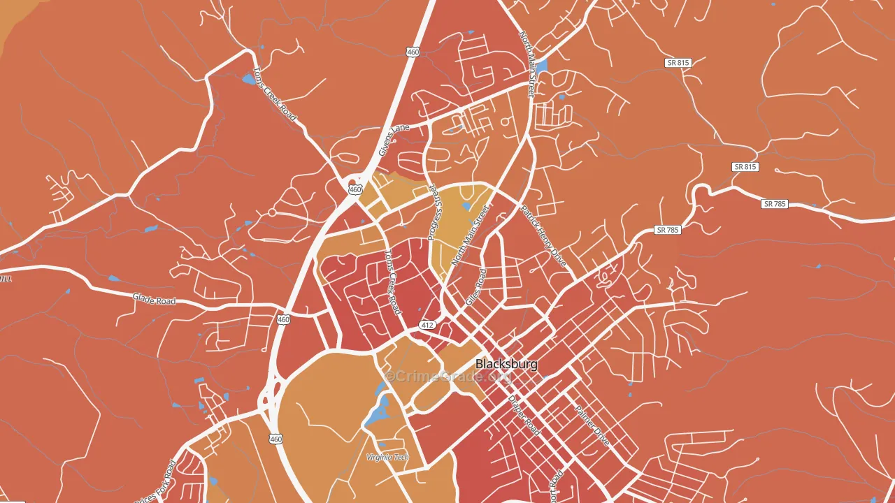 Kabrich Crescent, Blacksburg, VA Map of Vandalism Rates