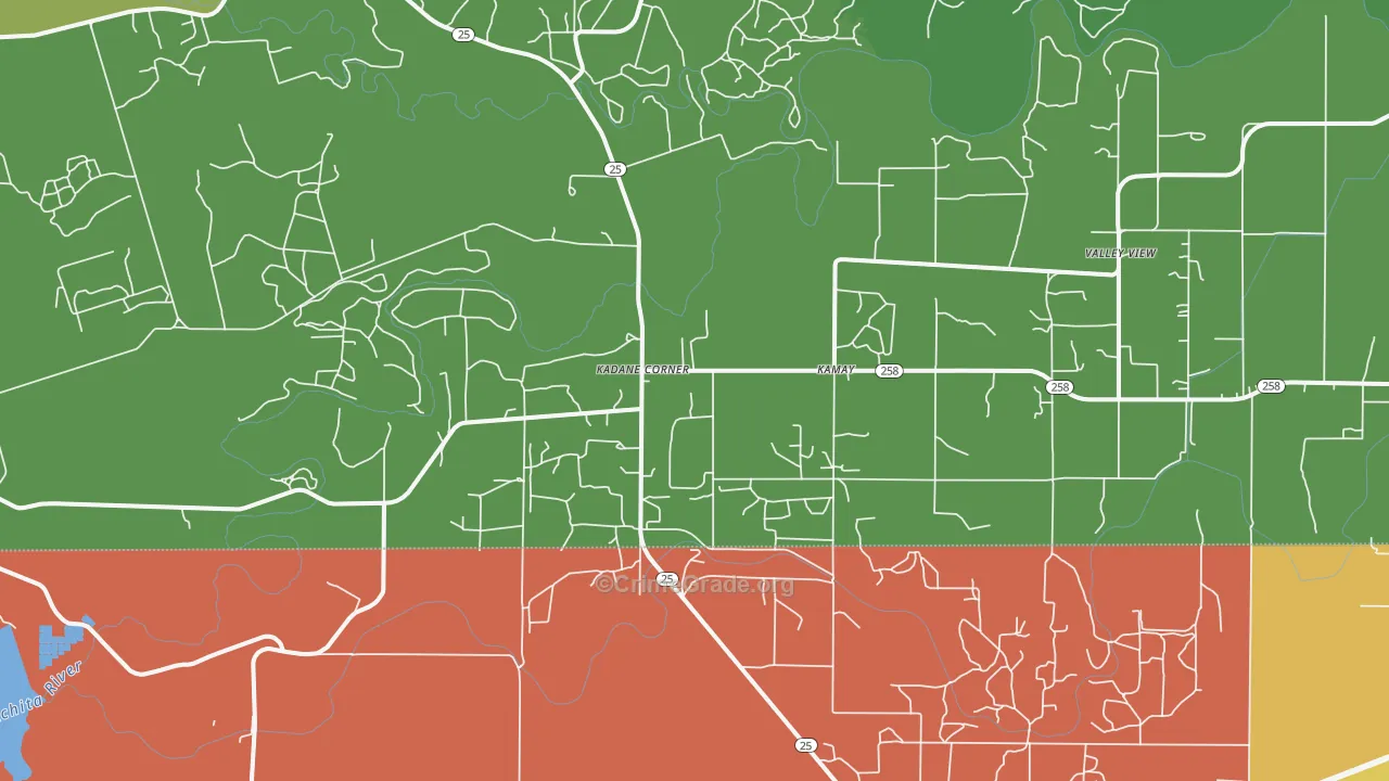 Kadane Corner, TX Map of Vandalism Rates
