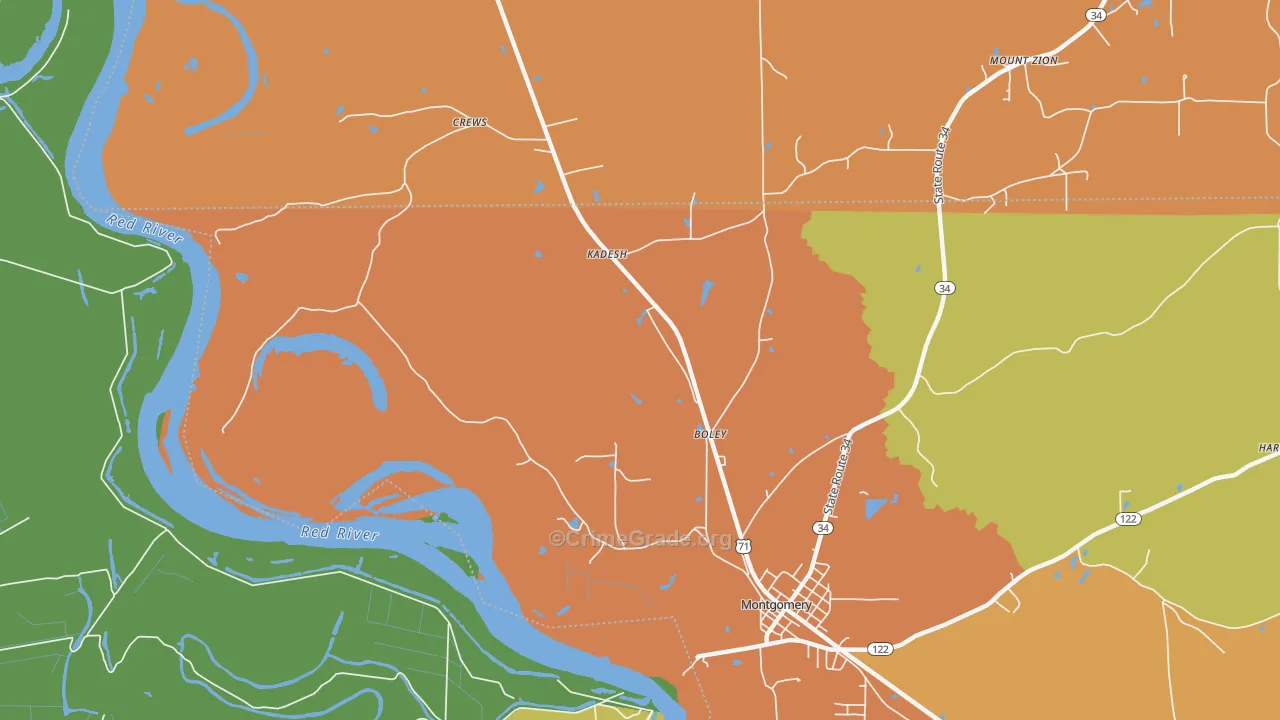 Kadesh, LA Map of Vandalism Rates