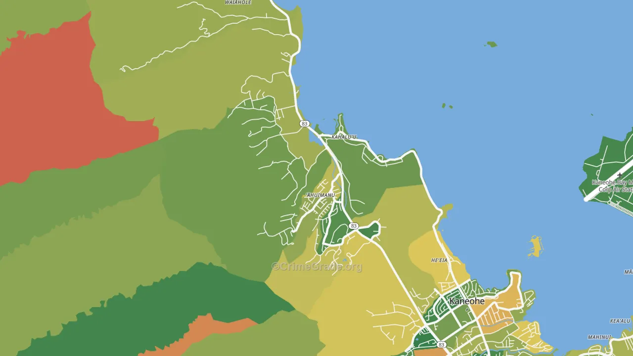 Kahaluu, Kaneohe, HI Map of Vandalism Rates