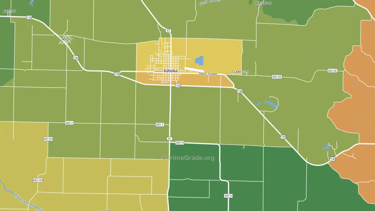 Kahoka, MO Map of Vandalism Rates