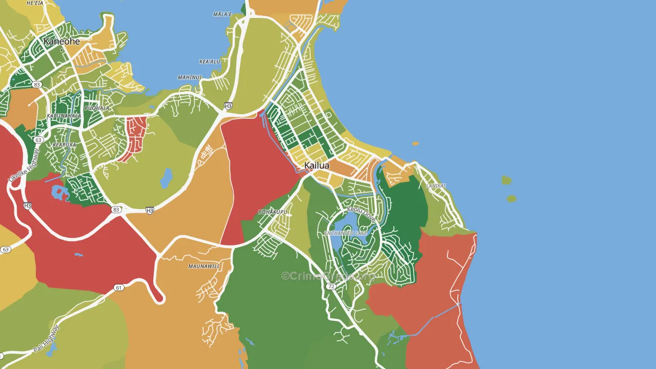 Kailua, HI Map of Vandalism Rates