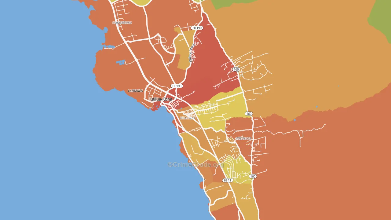 Kailua Kona, Kailua-Kona, HI Map of Vandalism Rates