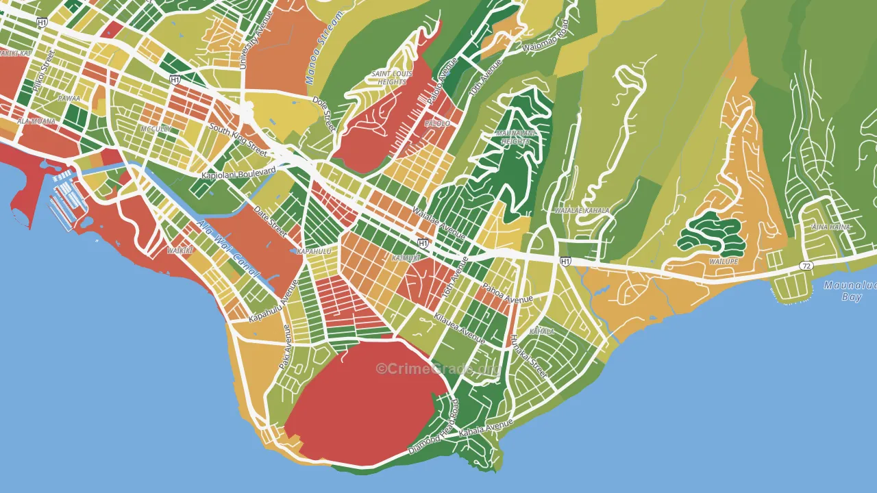 Kaimuki, Honolulu, HI Map of Vandalism Rates