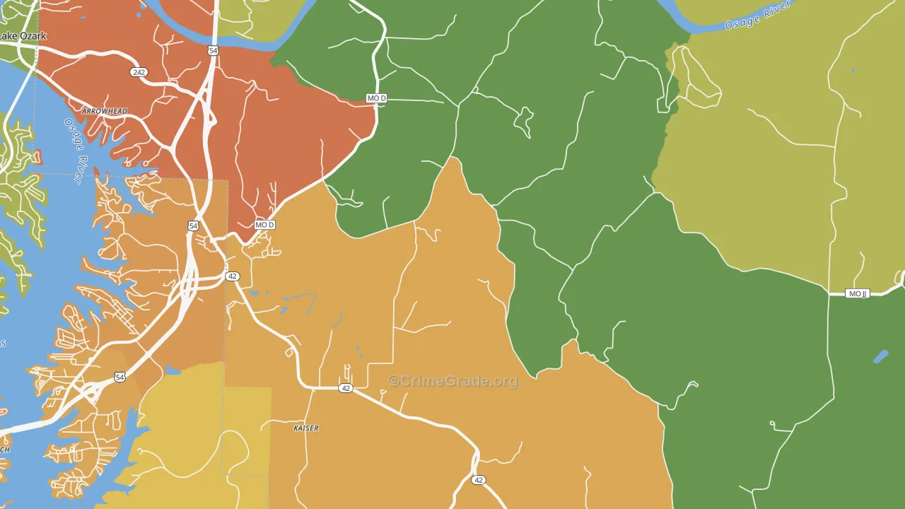 Kaiser, MO Map of Vandalism Rates