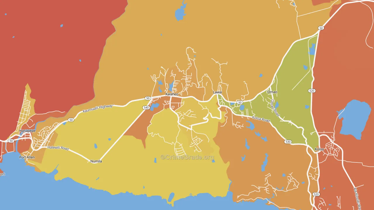 Kalaheo, HI Map of Vandalism Rates