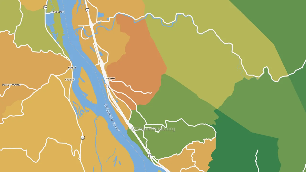 Kalama, WA Map of Vandalism Rates